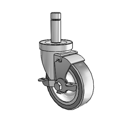 30 Series Grip Ring Zinc Swivel Caster with 4 x 1.25 Advantage TPR (Flat) Wheel and VertiLoc Brake