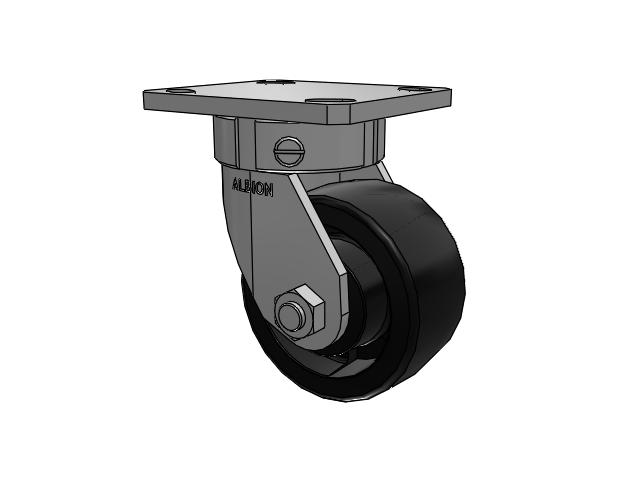 Rueda giratoria con placa superior sin pivote de la serie 110, con 4 ruedas de nailon negro HT (resistentes al calor) de 2, y rueda de nailon reforzado con fibra de vidrio (resistente al calor)