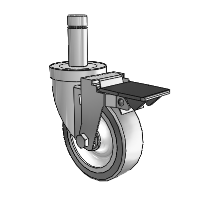 30 Series Grip Ring Zinc Swivel Caster with 4 x 1.25 Advantage TPR (Flat) Wheel and PosiLoc Brake