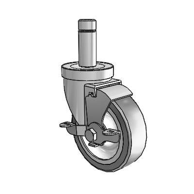 30 Series Grip Ring Zinc Swivel Caster with 4 x 1.25 Advantage TPR (Flat) Wheel and VertiLoc Brake