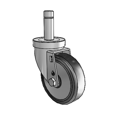 30 Series Grip Ring Zinc Swivel Caster with 4 x 1.25 Cushion Rubber (+ Side Plates) Wheel