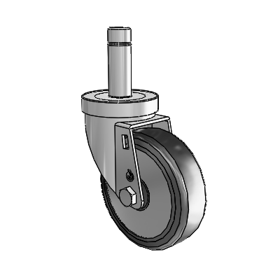 30 Series Grip Ring Zinc Swivel Caster with 4 x 1.25 Cushion Rubber (+ Side Plates) Wheel