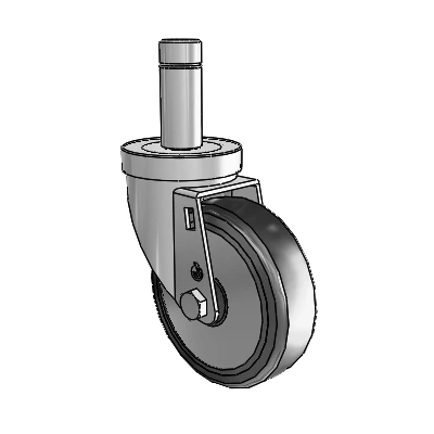 30 Series Grip Ring Zinc Swivel Caster with 4 x 1.25 Cushion Rubber (+ Side Plates) Wheel