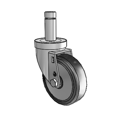 30 Series Grip Ring Zinc Swivel Caster with 4 x 1.25 Cushion Rubber (+ Side Plates) Wheel