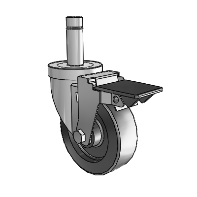 30 Series Grip Ring Zinc Swivel Caster with 4 x 1.25 Polyolefin Wheel and PosiLoc Brake