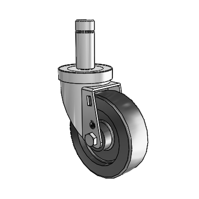 30 Series Grip Ring Zinc Swivel Caster with 4 x 1.25 Polyolefin Wheel