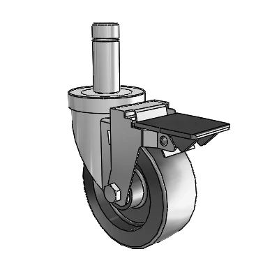 30 Series Grip Ring Zinc Swivel Caster with 4 x 1.5 Hi-Temp Resin Wheel and PosiLoc Brake