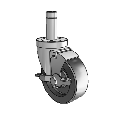 30 Series Grip Ring Zinc Swivel Caster with 4 x 1.5 Hi-Temp Resin Wheel and VertiLoc Brake