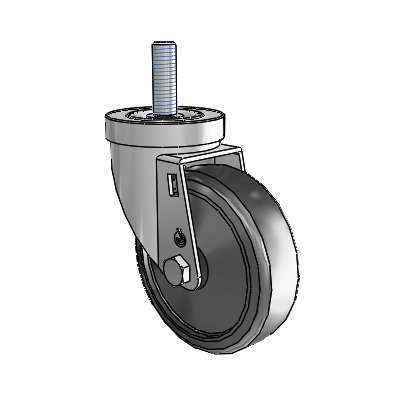 30 Series Threaded Stem Zinc Swivel Caster with 4 x 1.25 Cushion Rubber Wheel
