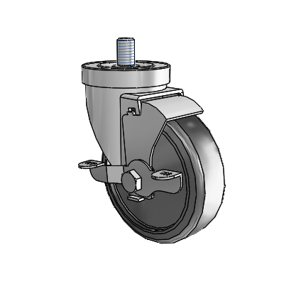 30 Series Threaded Stem Zinc Swivel Caster with 4 x 1.25 Cushion Rubber Wheel and VertiLoc Brake