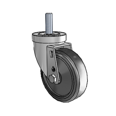 30 Series Threaded Stem Zinc Swivel Caster with 4 x 1.25 Hard Rubber Wheel