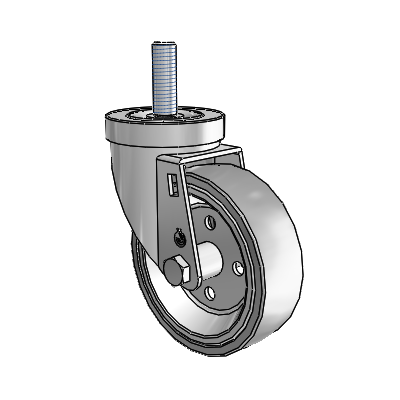 30 Series Threaded Stem Zinc Swivel Caster with 4 x 1.25 Welded Disc Rubber (Grey) Wheel