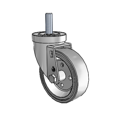 30 Series Threaded Stem Zinc Swivel Caster with 4 x 1.25 Welded Disc Rubber (Grey) Wheel
