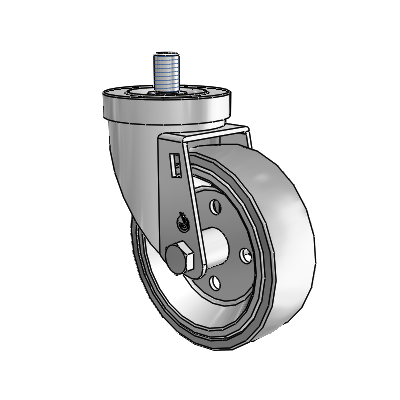 30 Series Threaded Stem Zinc Swivel Caster with 4 x 1.25 Welded Disc Rubber (Grey) Wheel