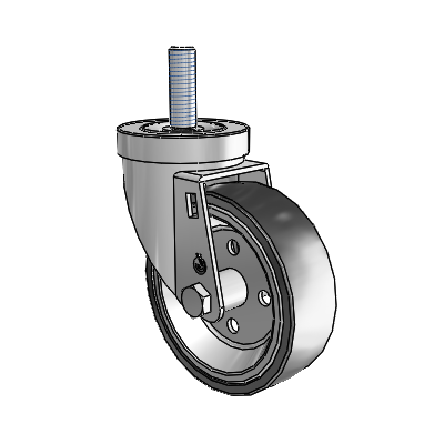 30 Series Threaded Stem Zinc Swivel Caster with 4 x 1.25 Welded Disc Polyurethane Wheel