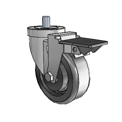 30 Series Threaded Stem Zinc Swivel Caster with 4 x 1.5 Phenolic Wheel and PosiLoc Brake