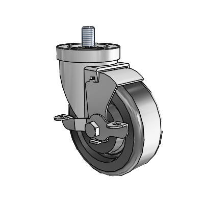 30 Series Threaded Stem Zinc Swivel Caster with 4 x 1.5 Phenolic Wheel and VertiLoc Brake