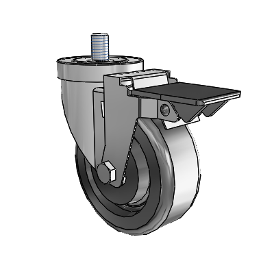 30 Series Threaded Stem Zinc Swivel Caster with 4 x 1.5 Phenolic Wheel and PosiLoc Brake