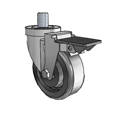 30 Series Threaded Stem Zinc Swivel Caster with 4 x 1.5 Phenolic Wheel and PosiLoc Brake