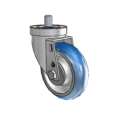 30 Series Threaded Stem Zinc Swivel Caster with 4 x 1.25 PolyLoc (Blue) Wheel