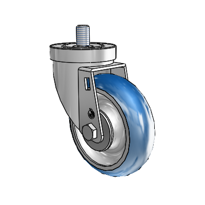 30 Series Threaded Stem Zinc Swivel Caster with 4 x 1.25 PolyLoc (Blue) Wheel