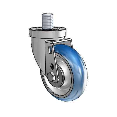 30 Series Threaded Stem Zinc Swivel Caster with 4 x 1.25 PolyLoc (Blue) Wheel