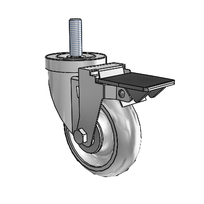 30 Series Threaded Stem Zinc Swivel Caster with 4 x 1.25 PolyLock (Grey) Wheel and PosiLoc Brake