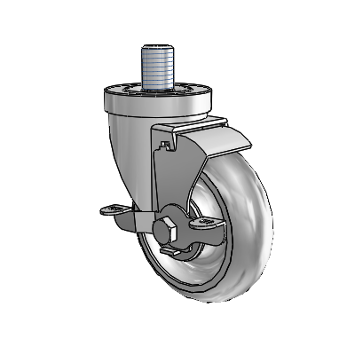 30 Series Threaded Stem Zinc Swivel Caster with 4 x 1.25 Advantage TPR (Round) Wheel and VertiLoc Brake