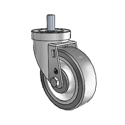 30 Series Threaded Stem Zinc Swivel Caster with 4 x 1.25 Advantage TPR (Flat) Wheel