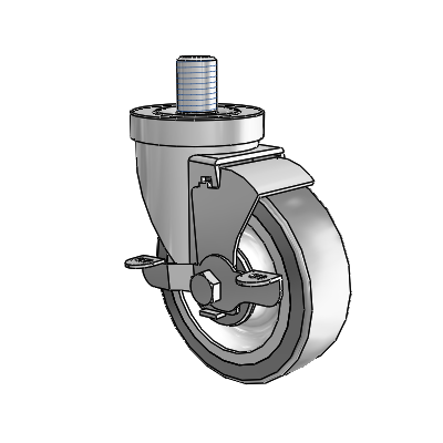 30 Series Threaded Stem Zinc Swivel Caster with 4 x 1.25 Advantage TPR (Flat) Wheel and VertiLoc Brake