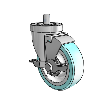30 Series Threaded Stem Zinc Swivel Caster with 4 x 1.25 Advantage Health Wheel and VertiLoc Brake