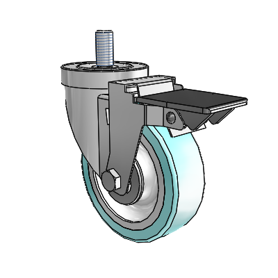 30 Series Threaded Stem Zinc Swivel Caster with 4 x 1.25 Advantage Health Wheel and PosiLoc Brake