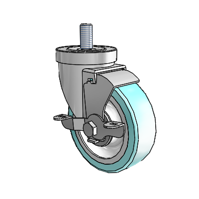 30 Series Threaded Stem Zinc Swivel Caster with 4 x 1.25 Advantage Health Wheel and VertiLoc Brake