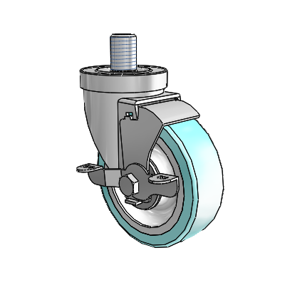 30 Series Threaded Stem Zinc Swivel Caster with 4 x 1.25 Advantage Health Wheel and VertiLoc Brake