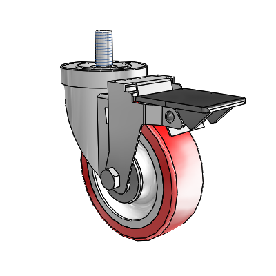 30 Series Threaded Stem Zinc Swivel Caster with 4 x 1.25 Advantage Heat (Flat) Wheel and PosiLoc Brake