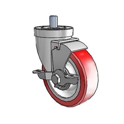 30 Series Threaded Stem Zinc Swivel Caster with 4 x 1.25 Advantage Heat (Flat) Wheel and VertiLoc Brake