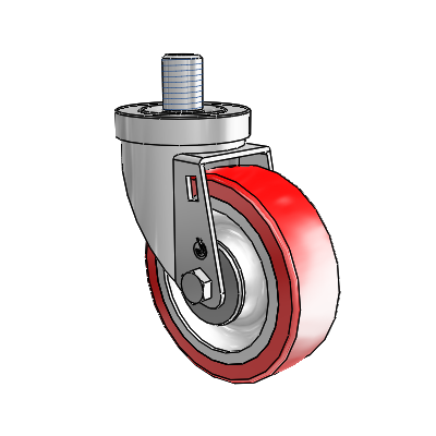 30 Series Threaded Stem Zinc Swivel Caster with 4 x 1.25 Advantage Heat (Flat) Wheel