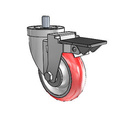 30 Series Threaded Stem Zinc Swivel Caster with 4 x 1.25 Advantage Heat (Round) Wheel and PosiLoc Brake