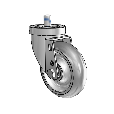 30 Series Threaded Stem Zinc Swivel Caster with 4 x 1.25 Advantage TPR (Round) Wheel