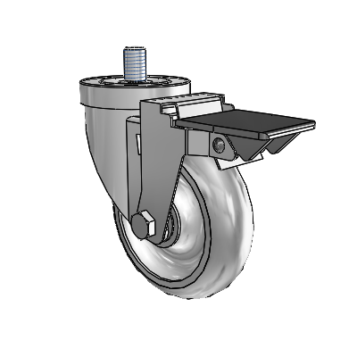 30 Series Threaded Stem Zinc Swivel Caster with 4 x 1.25 Advantage TPR (Round) Wheel and PosiLoc Brake