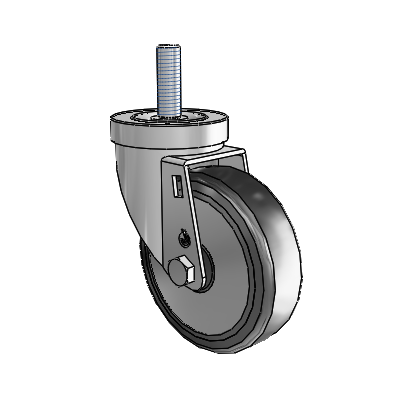 30 Series Threaded Stem Zinc Swivel Caster with 4 x 1.25 Cushion Rubber (+ Side Plates) Wheel