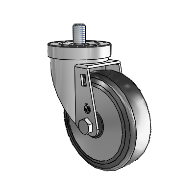 30 Series Threaded Stem Zinc Swivel Caster with 4 x 1.25 Cushion Rubber (+ Side Plates) Wheel