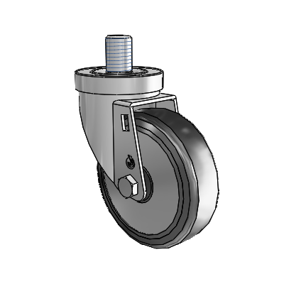 30 Series Threaded Stem Zinc Swivel Caster with 4 x 1.25 Cushion Rubber (+ Side Plates) Wheel