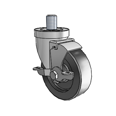 30 Series Threaded Stem Zinc Swivel Caster with 4 x 1.25 Polyolefin Wheel and VertiLoc Brake