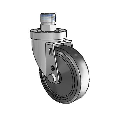 30 Series Pipe Thread Stem Zinc Swivel Caster with 4 x 1.25 Hard Rubber Wheel