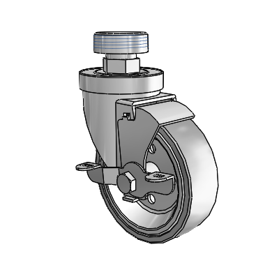 30 Series Pipe Thread Stem Zinc Swivel Caster with 4 x 1.25 Welded Disc Rubber (Grey) Wheel and VertiLoc Brake
