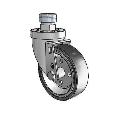 30 Series Pipe Thread Stem Zinc Swivel Caster with 4 x 1.25 Welded Disc Polyurethane Wheel