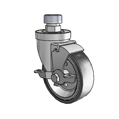 30 Series Pipe Thread Stem Zinc Swivel Caster with 4 x 1.25 Welded Disc Polyurethane Wheel and VertiLoc Brake