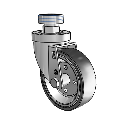 30 Series Pipe Thread Stem Zinc Swivel Caster with 4 x 1.25 Welded Disc Polyurethane Wheel