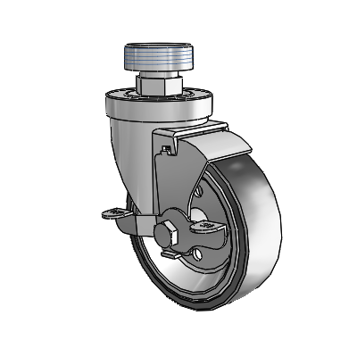 30 Series Pipe Thread Stem Zinc Swivel Caster with 4 x 1.25 Welded Disc Polyurethane Wheel and VertiLoc Brake